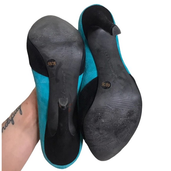 Bcbgmaxazria | Pandee Suede Blue & Black Platform Heels - Picture 8 of 10